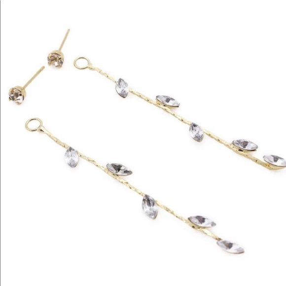 Rhinestone Leaf Drop Earrings - Picture 5 of 5